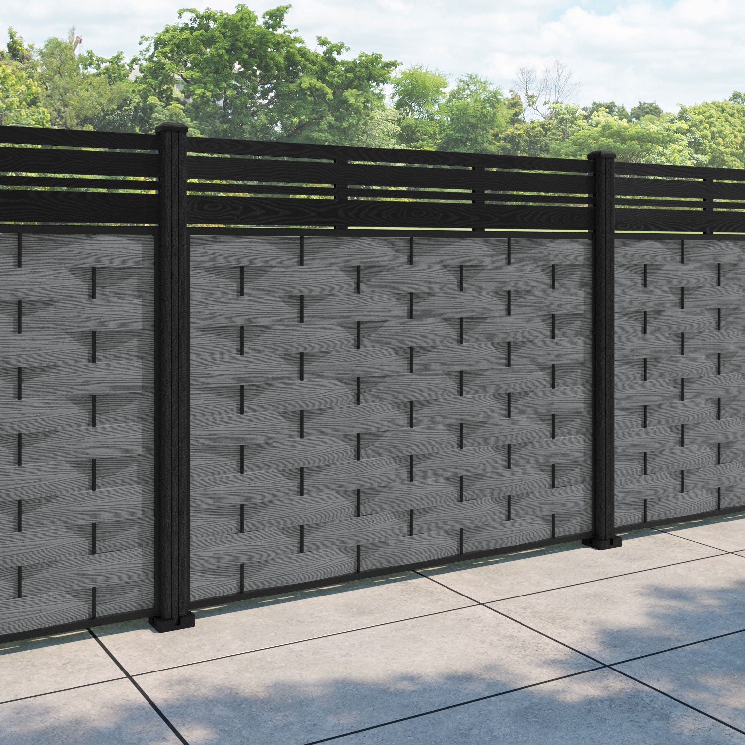 Ripple Linea Fence Panel - Mid Grey - with our composite posts