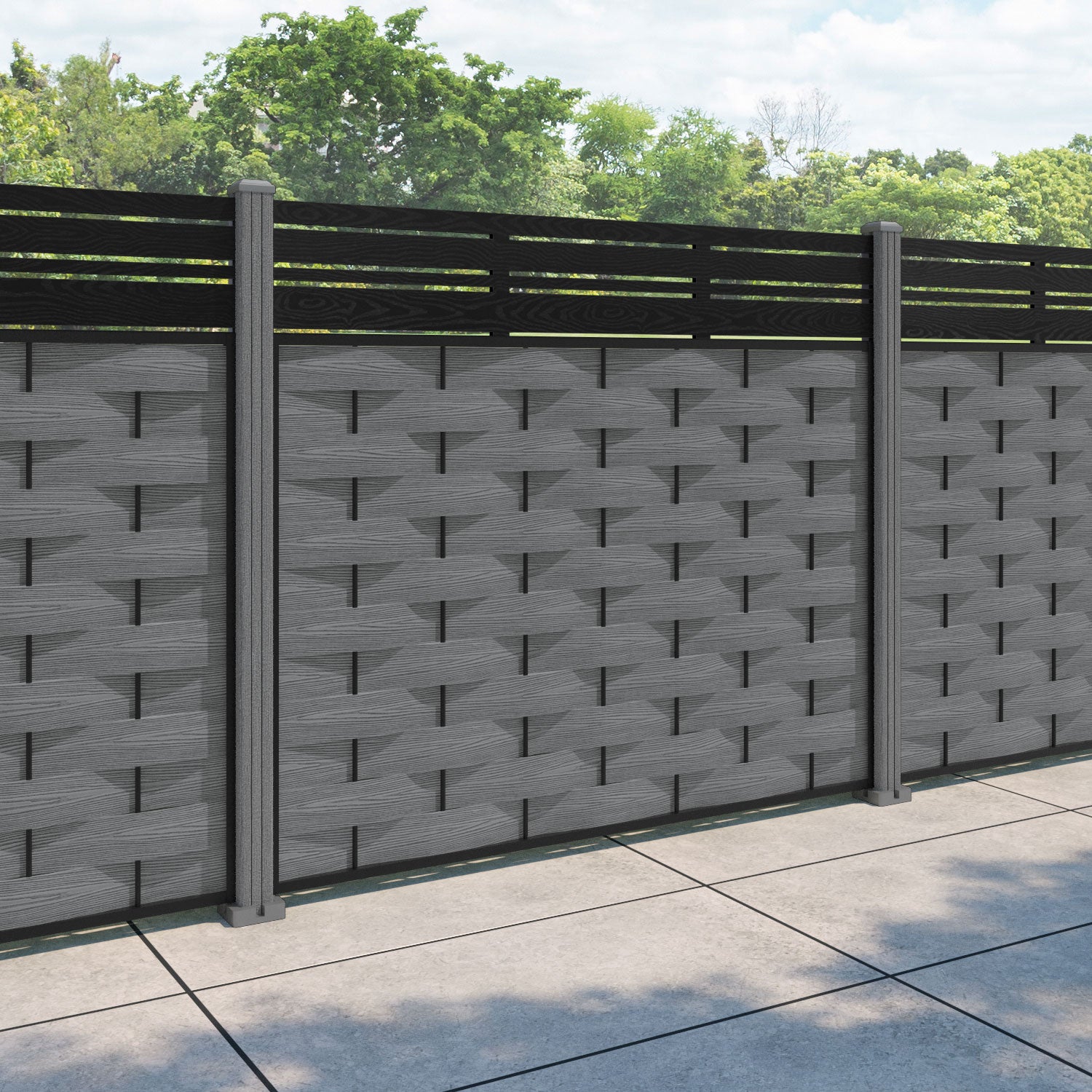 Ripple Linea Fence Panel - Mid Grey - with our composite posts