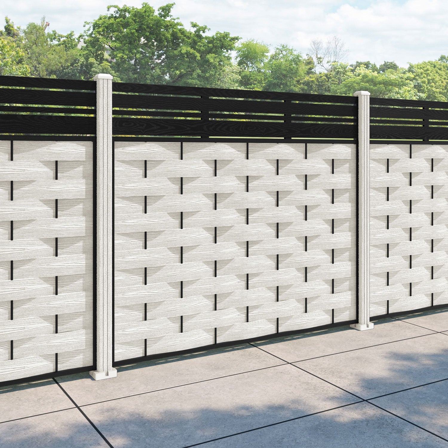 Ripple Linea Fence Panel - Light Stone - with our composite posts