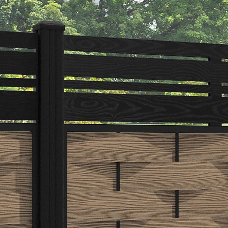 Ripple Linea Fence Panel - Teak - with our aluminium posts