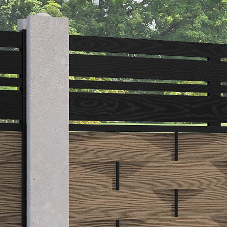 Ripple Linea Fence Panel - Teak - for existing concrete posts