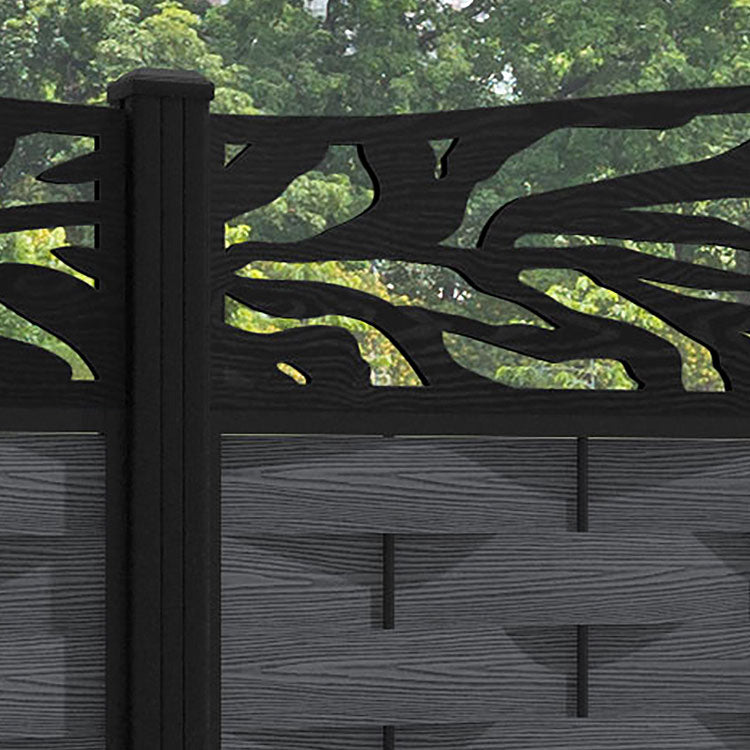 Ripple Malawi Curved Top Fence Panel - Dark Grey - with our aluminium posts