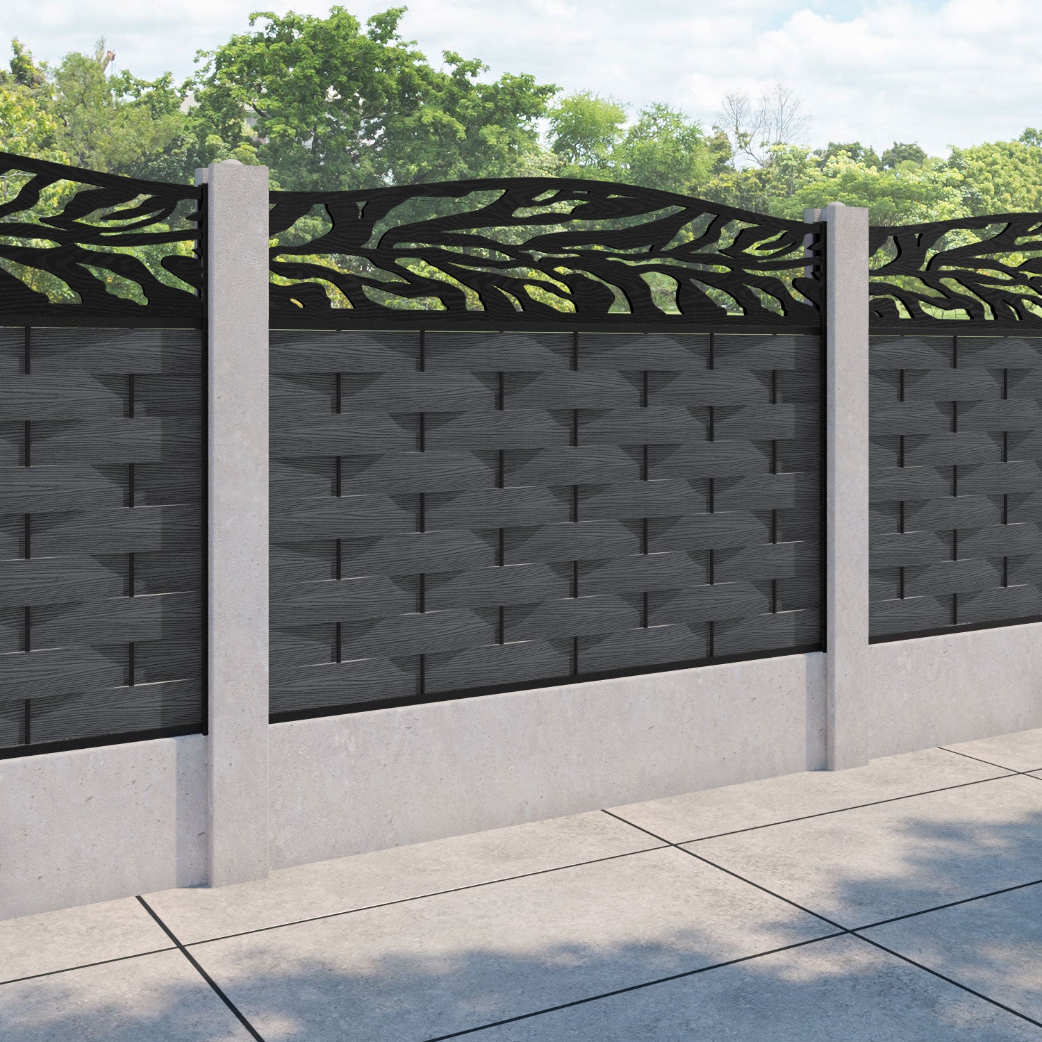 Ripple Malawi Curved Top Fence Panel - Dark Grey - for existing concrete posts