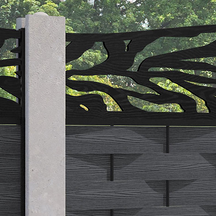 Ripple Malawi Curved Top Fence Panel - Dark Grey - for existing concrete posts