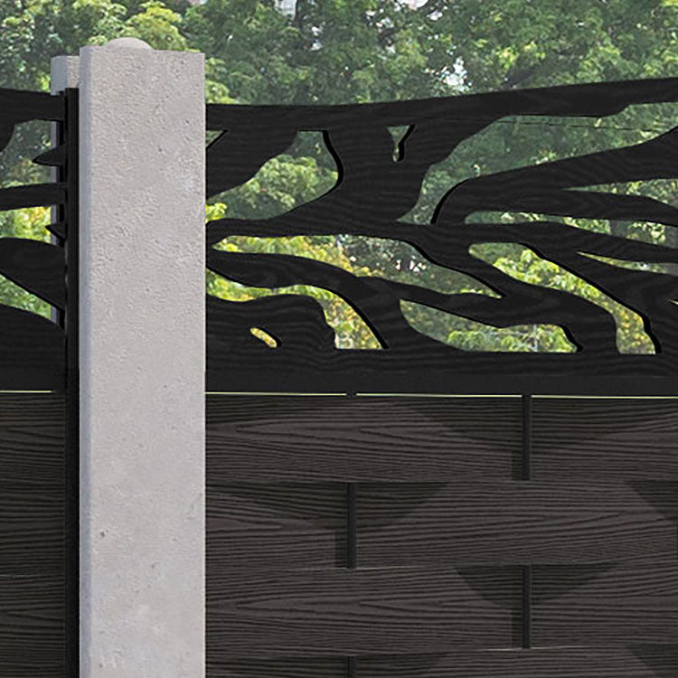 Ripple Malawi Curved Top Fence Panel - Dark Oak - for existing concrete posts