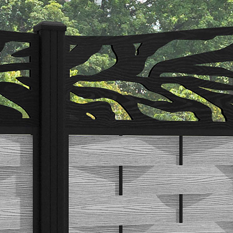 Ripple Malawi Curved Top Fence Panel - Light Grey - with our aluminium posts