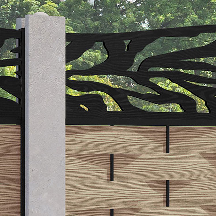 Ripple Malawi Curved Top Fence Panel - Light Oak - for existing concrete posts