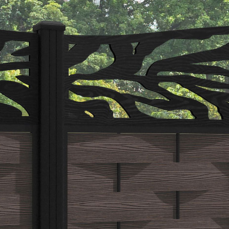 Ripple Malawi Curved Top Fence Panel - Mid Brown - with our aluminium posts