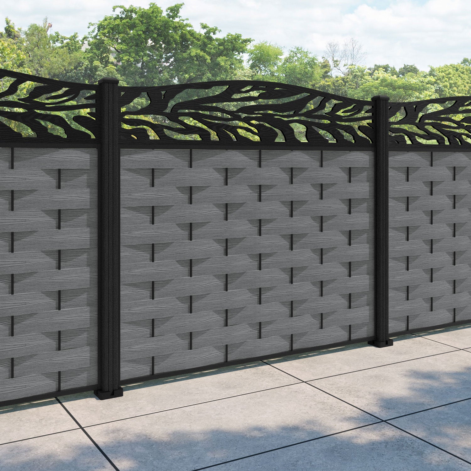 Ripple Malawi Curved Top Fence Panel - Mid Grey - with our composite posts