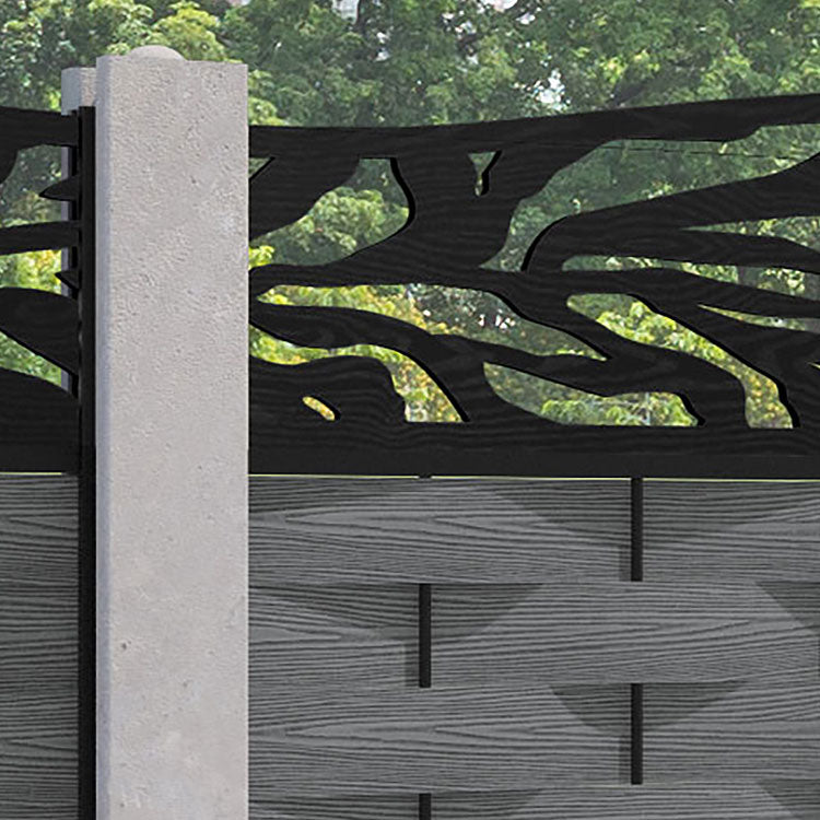 Ripple Malawi Curved Top Fence Panel - Mid Grey - for existing concrete posts