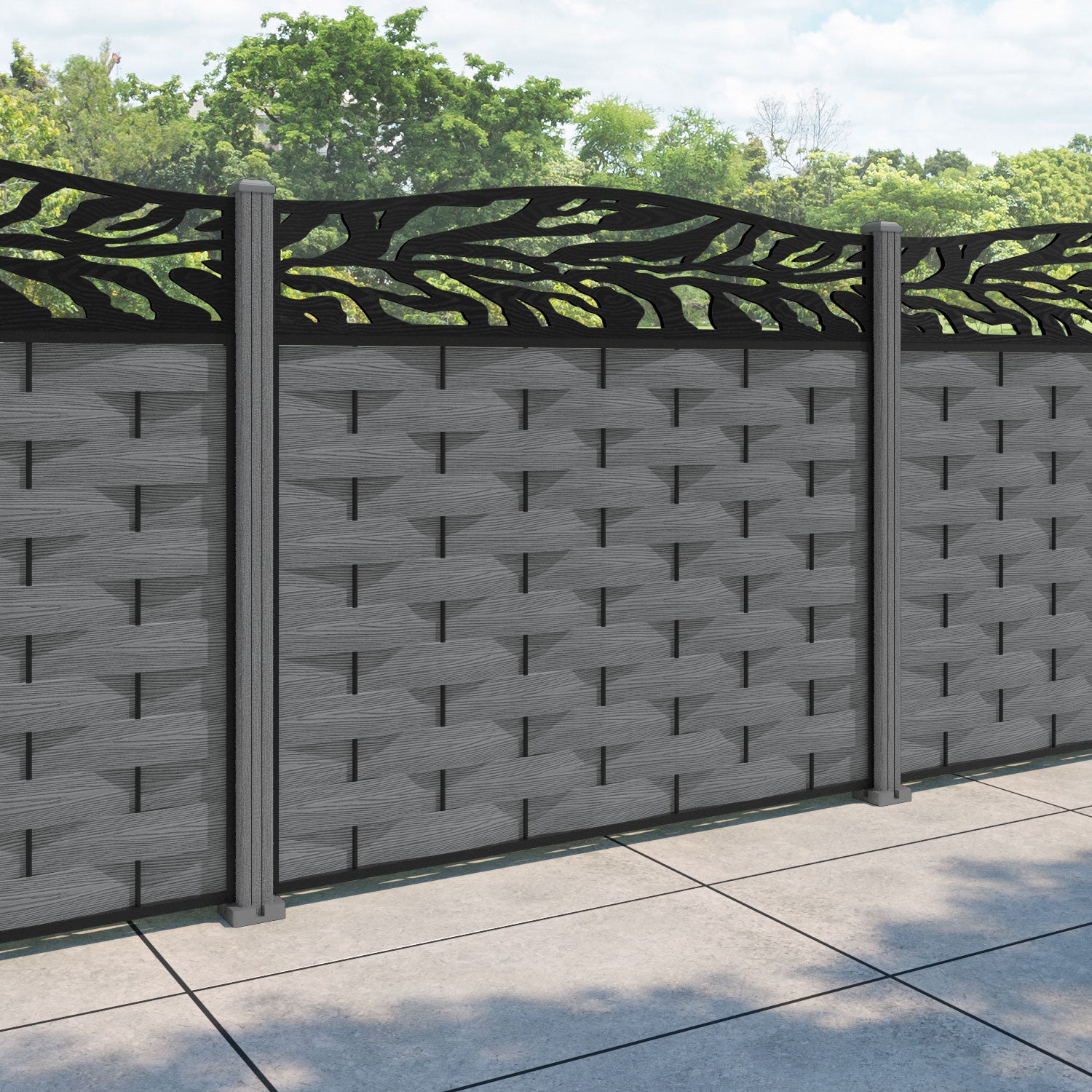 Ripple Malawi Curved Top Fence Panel - Mid Grey - with our composite posts