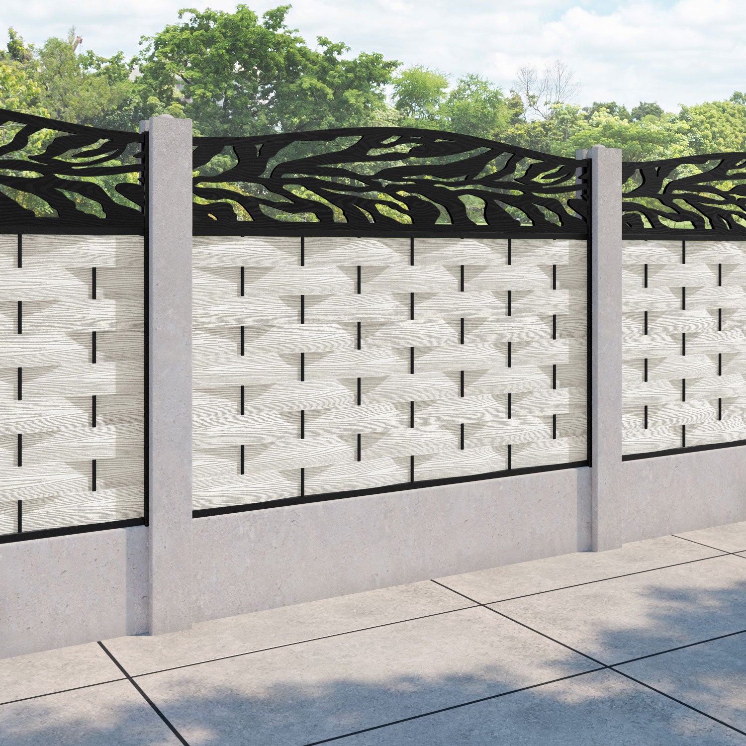 Ripple Malawi Curved Top Fence Panel - Light Stone - for existing concrete posts