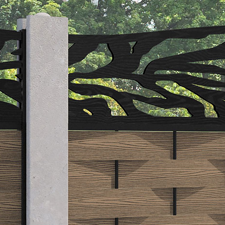 Ripple Malawi Curved Top Fence Panel - Teak - for existing concrete posts