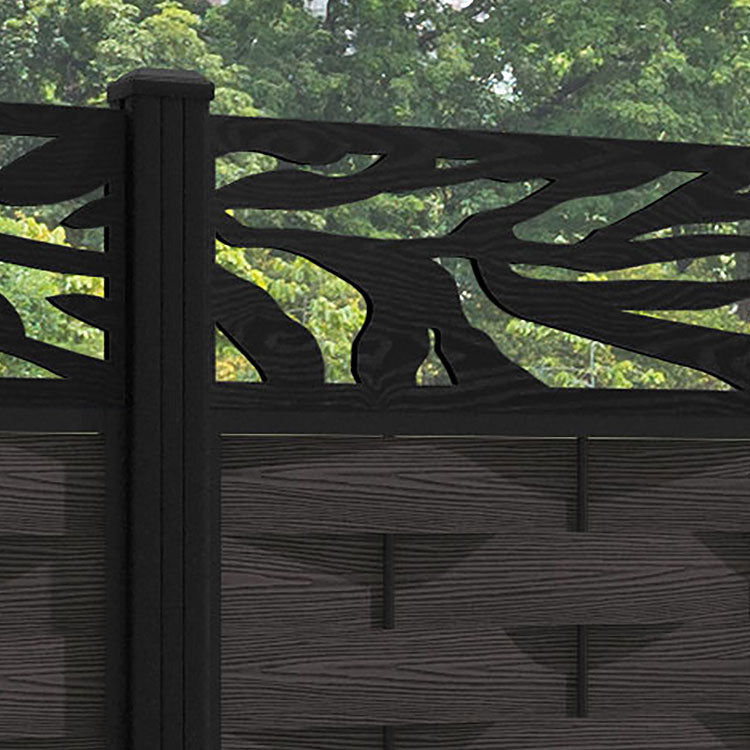Ripple Malawi Fence Panel - Dark Oak - with our aluminium posts
