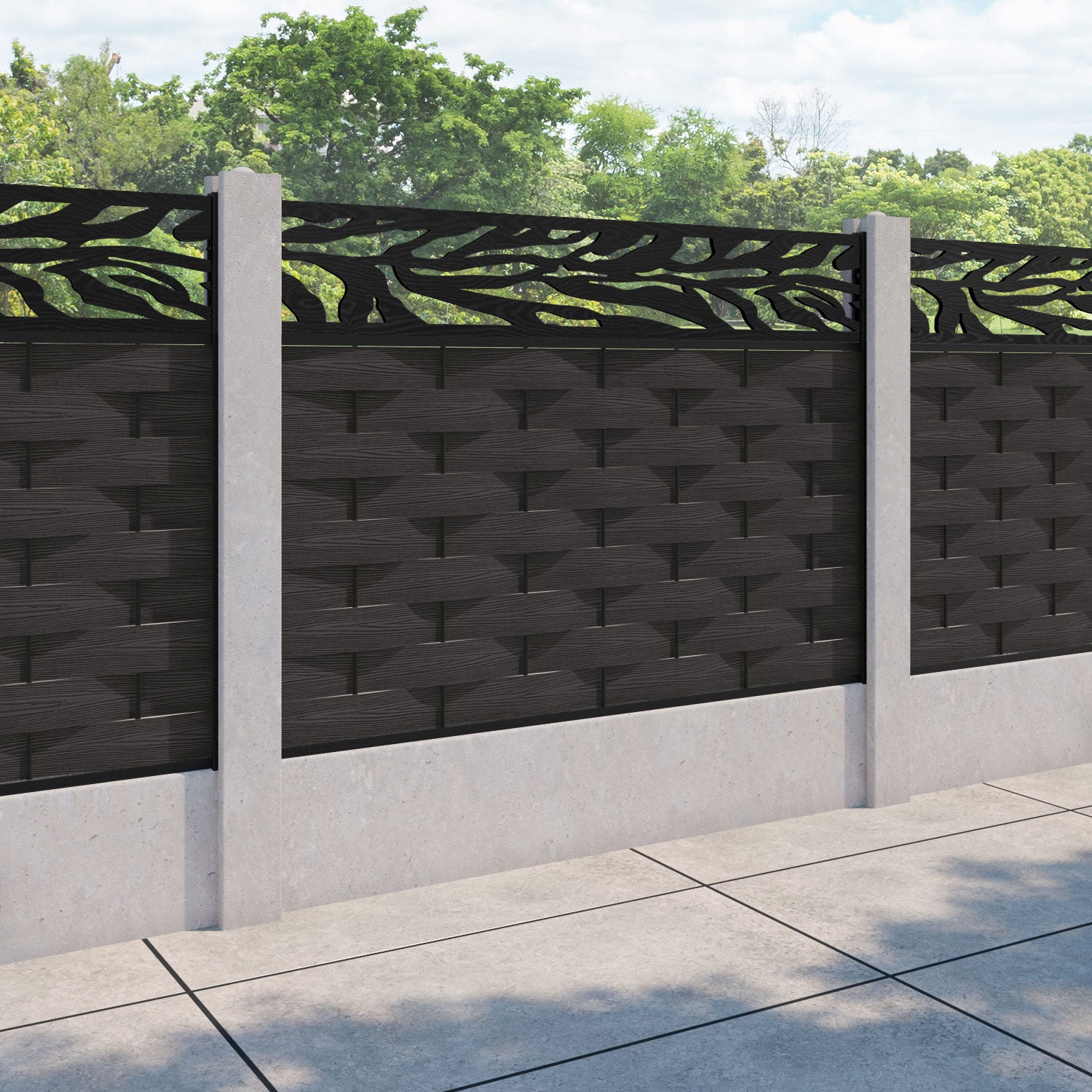 Ripple Malawi Fence Panel - Dark Oak - for existing concrete posts