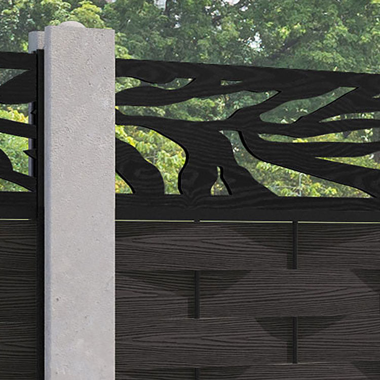 Ripple Malawi Fence Panel - Dark Oak - for existing concrete posts