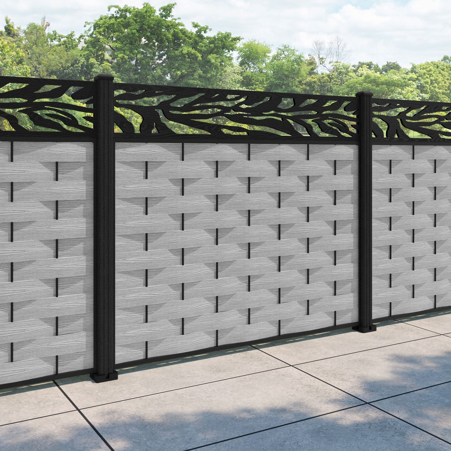 Ripple Malawi Fence Panel - Light Grey - with our composite posts