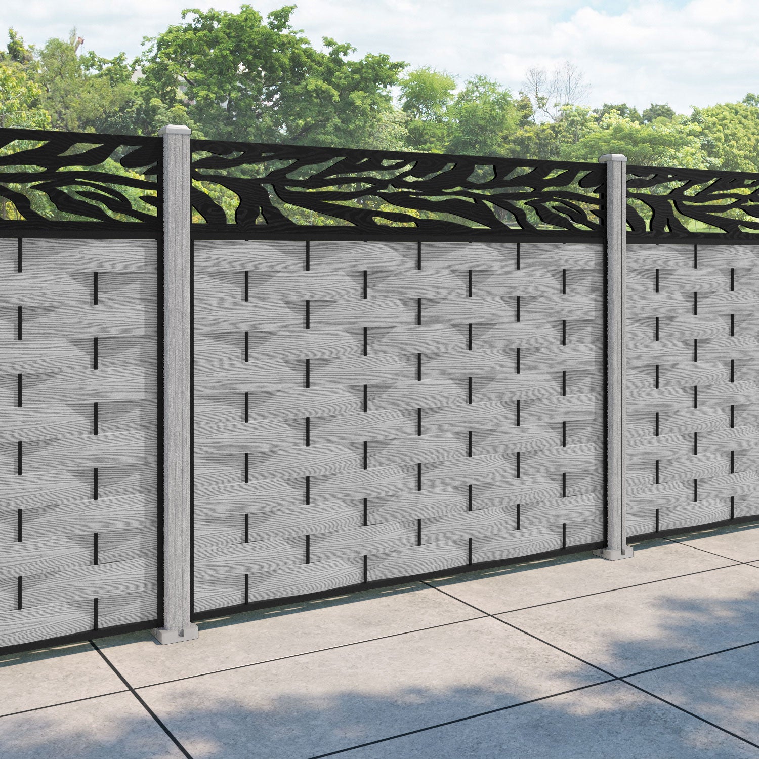 Ripple Malawi Fence Panel - Light Grey - with our composite posts