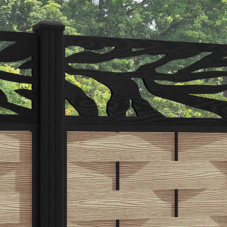 Ripple Malawi Fence Panel - Light Oak - with our aluminium posts