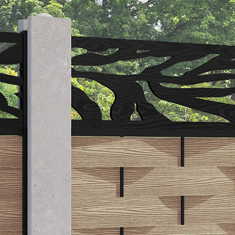 Ripple Malawi Fence Panel - Light Oak - for existing concrete posts