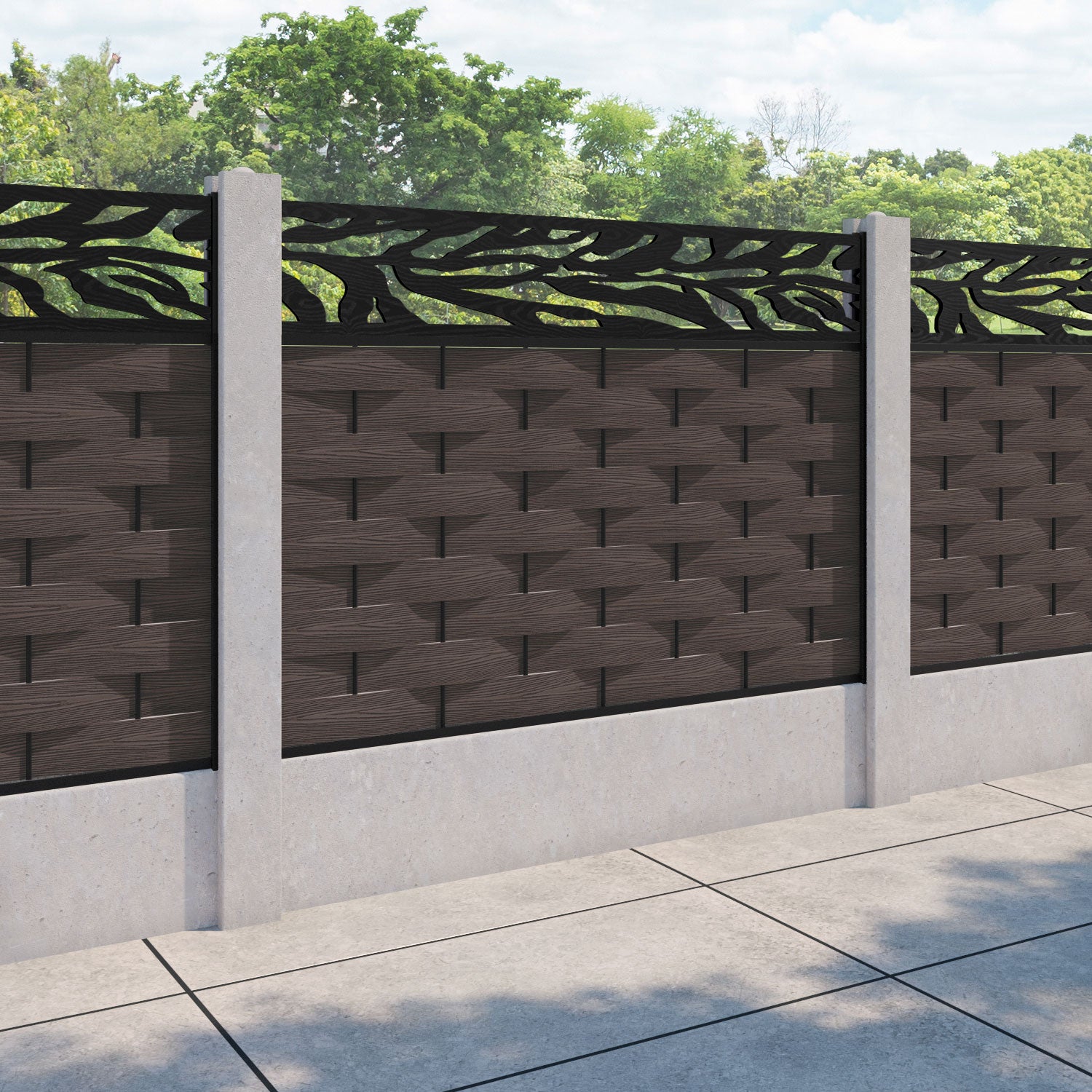 Ripple Malawi Fence Panel - Mid Brown - for existing concrete posts