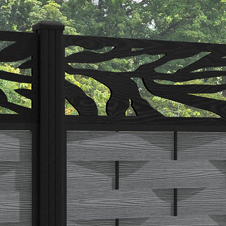 Ripple Malawi Fence Panel - Mid Grey - with our aluminium posts