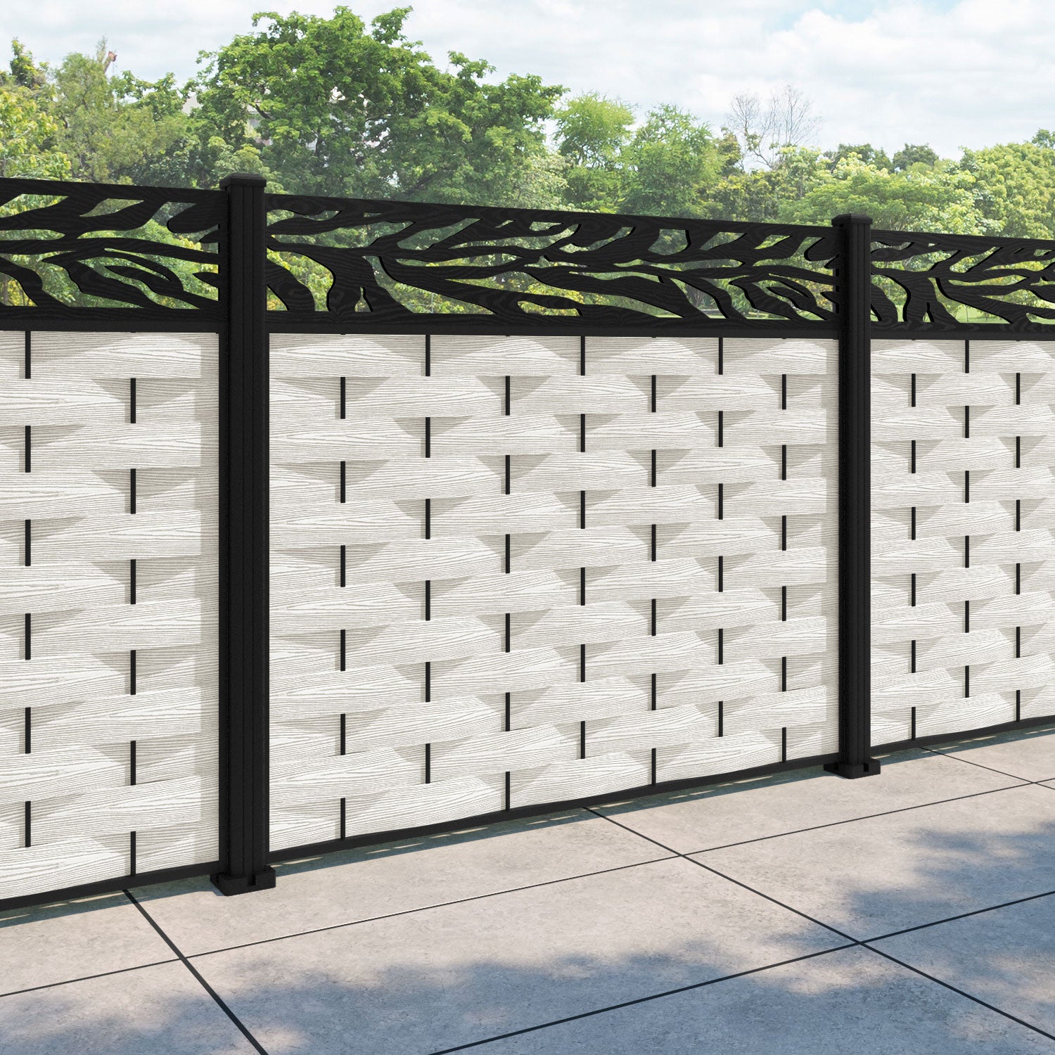 Ripple Malawi Fence Panel - Light Stone - with our aluminium posts