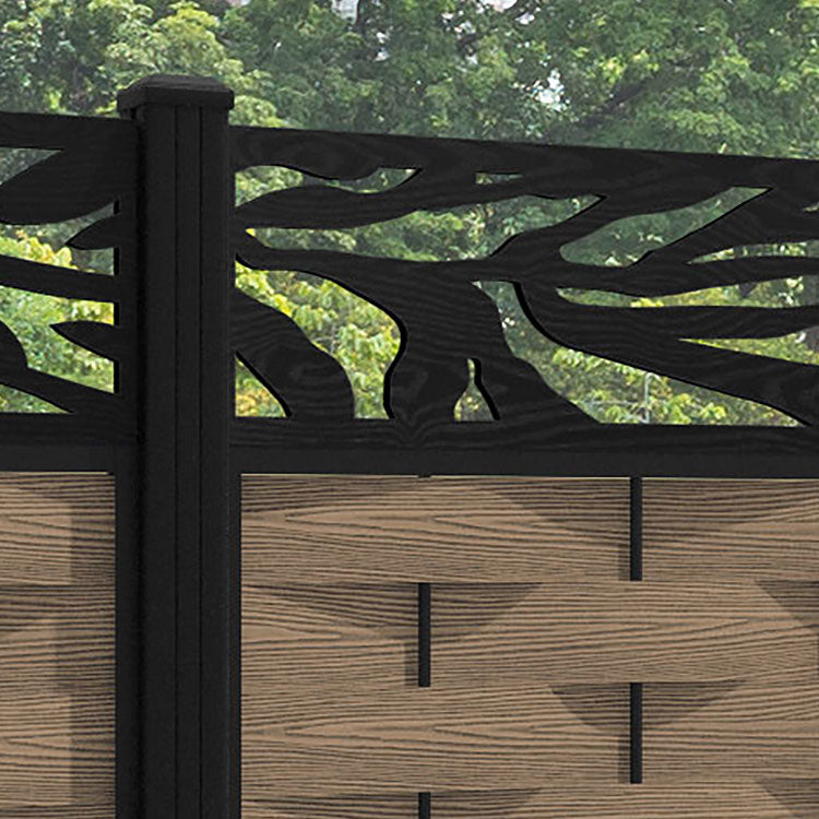 Ripple Malawi Fence Panel - Teak - with our aluminium posts