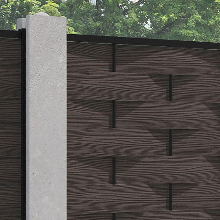 Ripple Fence Panel - Mid Brown - for existing concrete posts