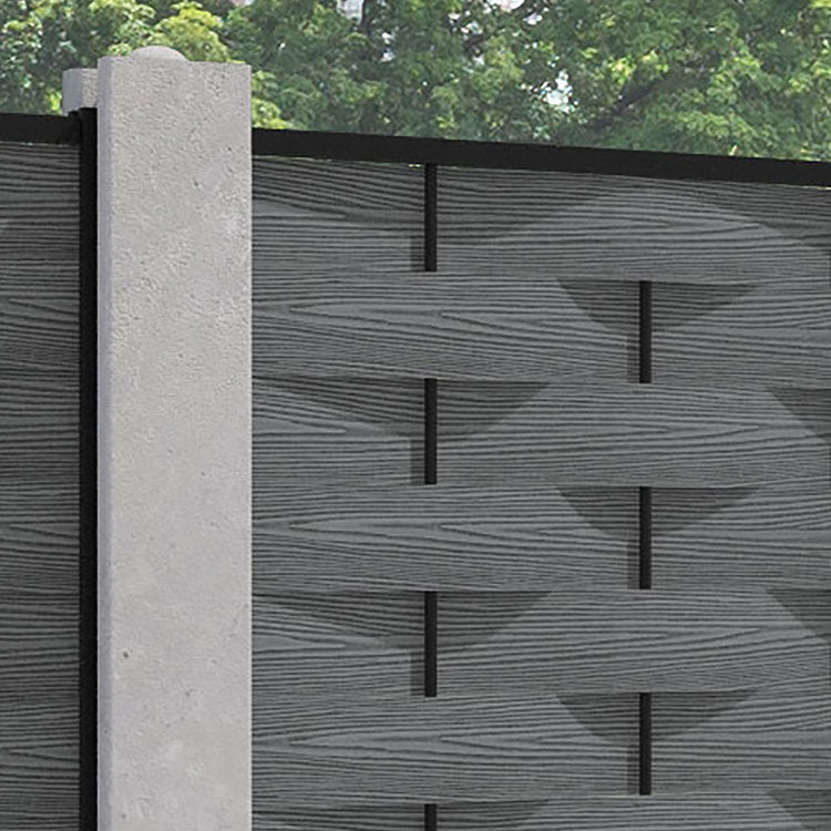 Ripple Fence Panel - Mid Grey - for existing concrete posts