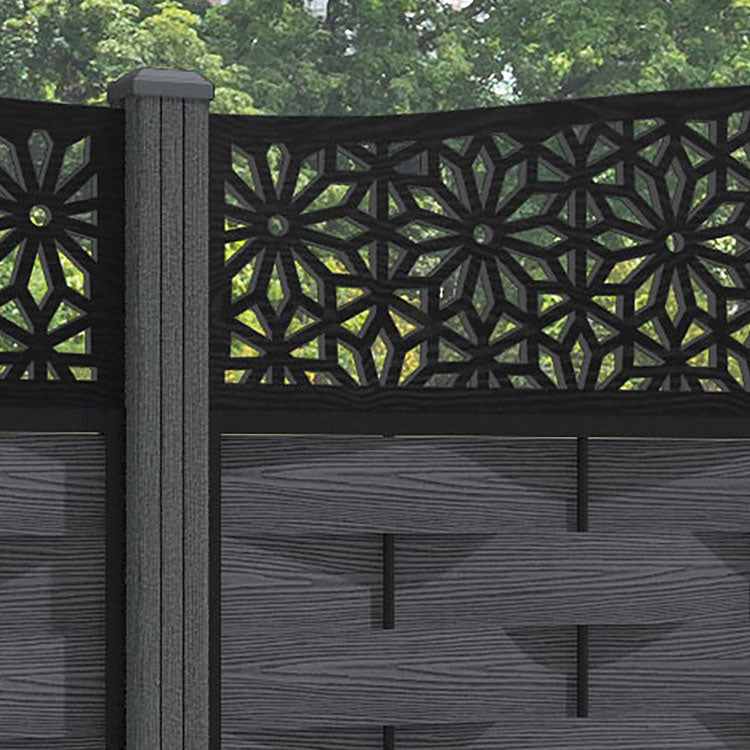 Ripple Narwa Curved Top Fence Panel - Dark Grey - with our composite posts