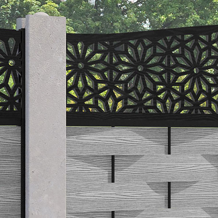 Ripple Narwa Curved Top Fence Panel - Light Grey - for existing concrete posts