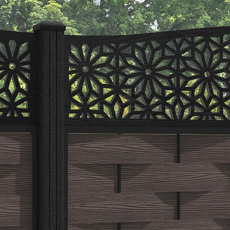 Ripple Narwa Curved Top Fence Panel - Mid Brown - with our composite posts