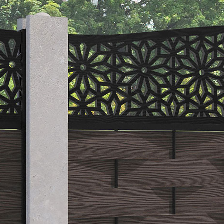 Ripple Narwa Curved Top Fence Panel - Mid Brown - for existing concrete posts