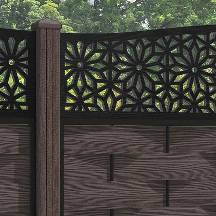 Ripple Narwa Curved Top Fence Panel - Mid Brown - with our composite posts