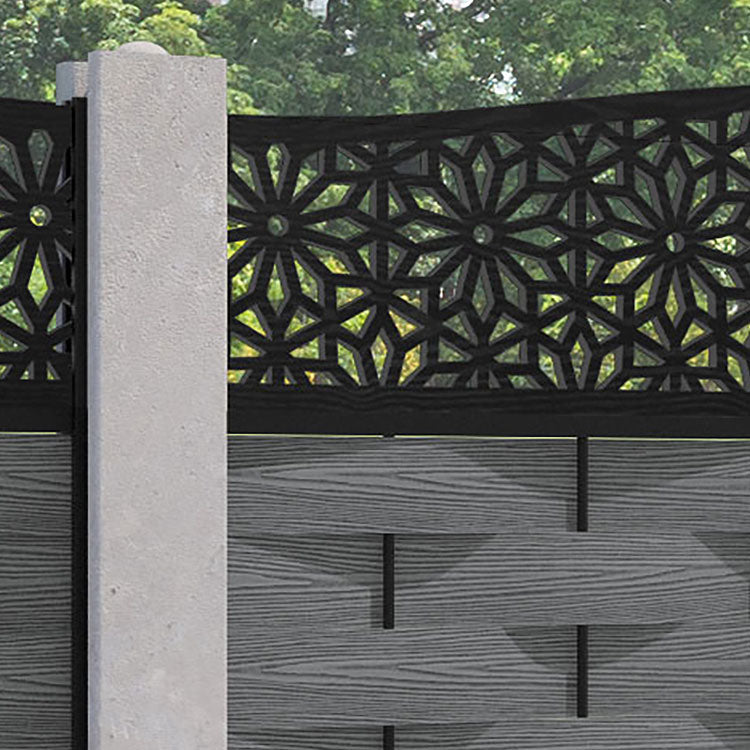 Ripple Narwa Curved Top Fence Panel - Mid Grey - for existing concrete posts