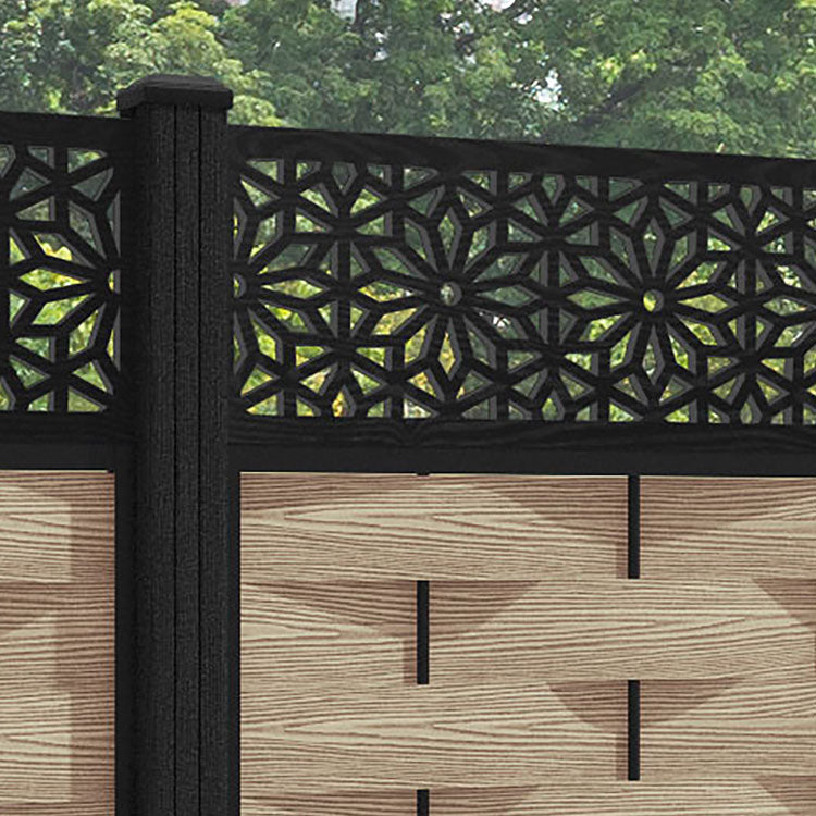 Ripple Narwa Fence Panel - Light Oak - with our composite posts