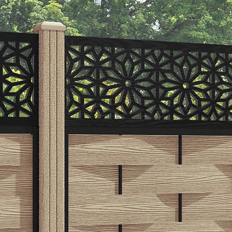 Ripple Narwa Fence Panel - Light Oak - with our composite posts