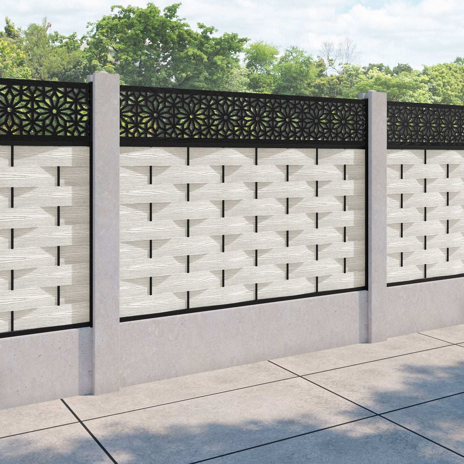 Ripple Narwa Fence Panel - Light Stone - for existing concrete posts