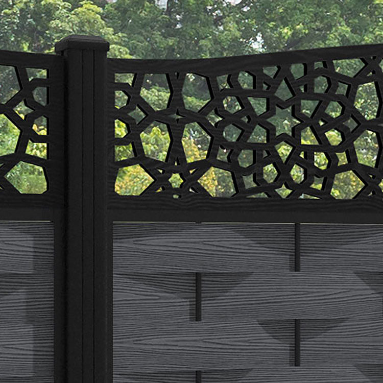 Ripple Nazira Curved Top Fence Panel - Dark Grey - with our aluminium posts