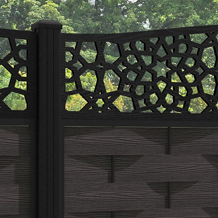 Ripple Nazira Curved Top Fence Panel - Dark Oak - with our aluminium posts