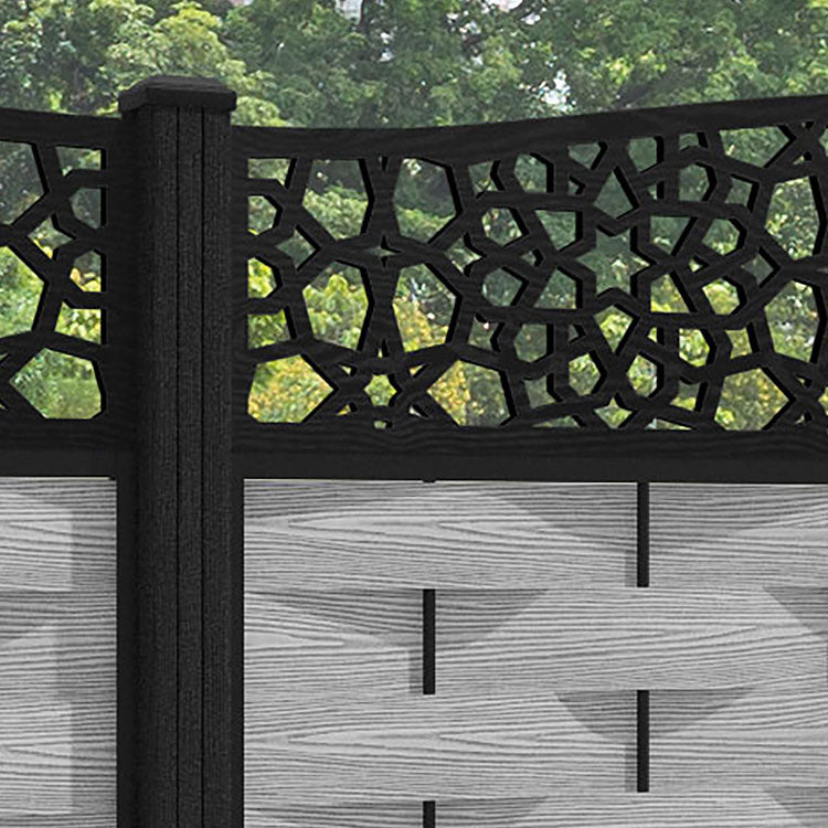 Ripple Nazira Curved Top Fence Panel - Light Grey - with our composite posts