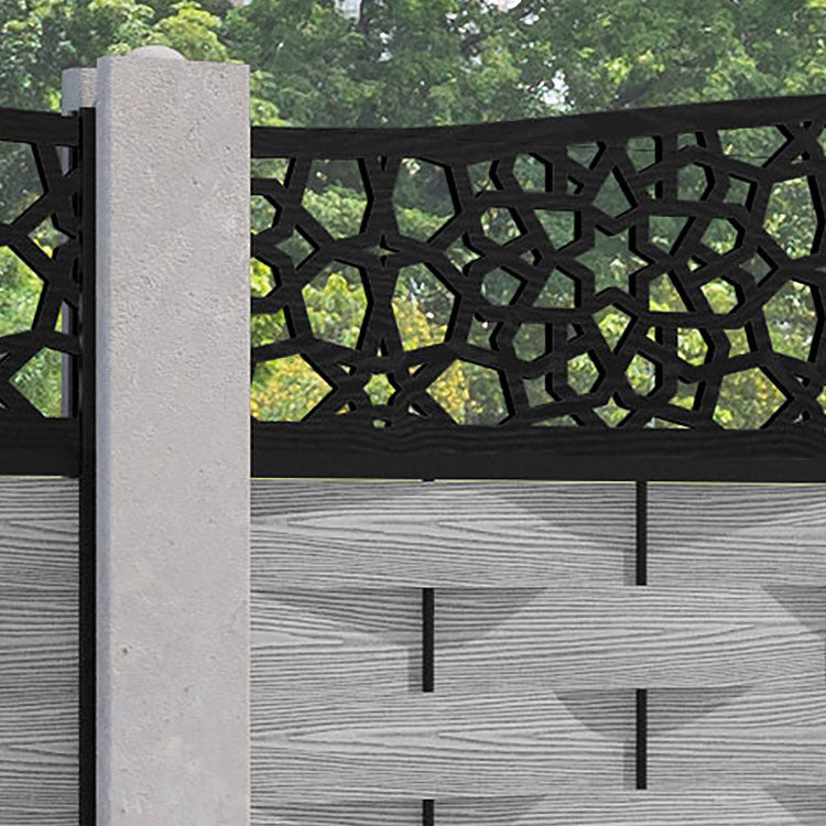 Ripple Nazira Curved Top Fence Panel - Light Grey - for existing concrete posts