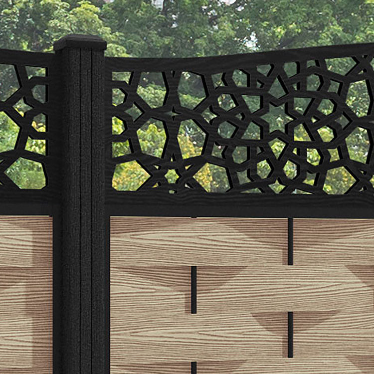 Ripple Nazira Curved Top Fence Panel - Light Oak - with our composite posts