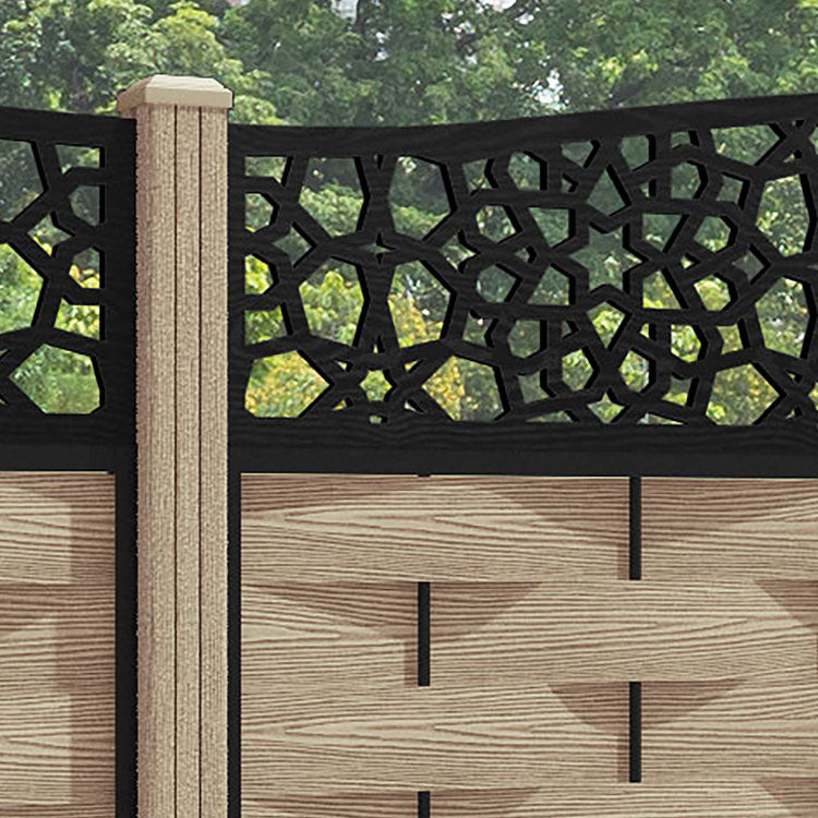Ripple Nazira Curved Top Fence Panel - Light Oak - with our composite posts