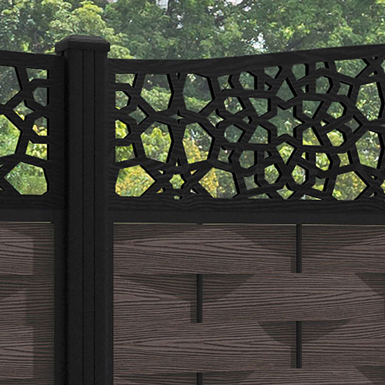 Ripple Nazira Curved Top Fence Panel - Mid Brown - with our aluminium posts