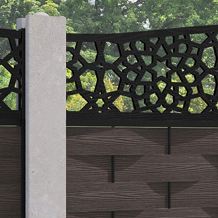 Ripple Nazira Curved Top Fence Panel - Mid Brown - for existing concrete posts