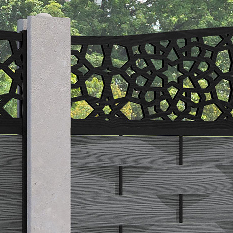 Ripple Nazira Curved Top Fence Panel - Mid Grey - for existing concrete posts