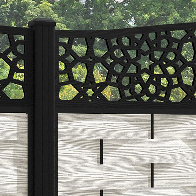 Ripple Nazira Curved Top Fence Panel - Light Stone - with our aluminium posts