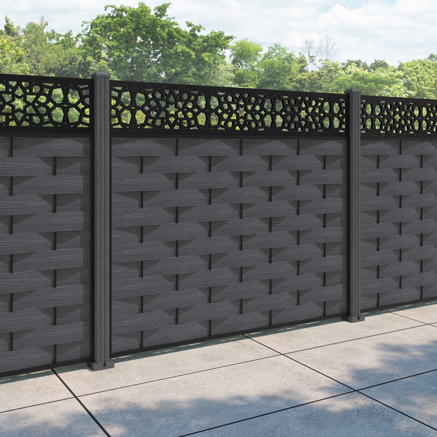 Ripple Nazira Fence Panel - Dark Grey - with our composite posts